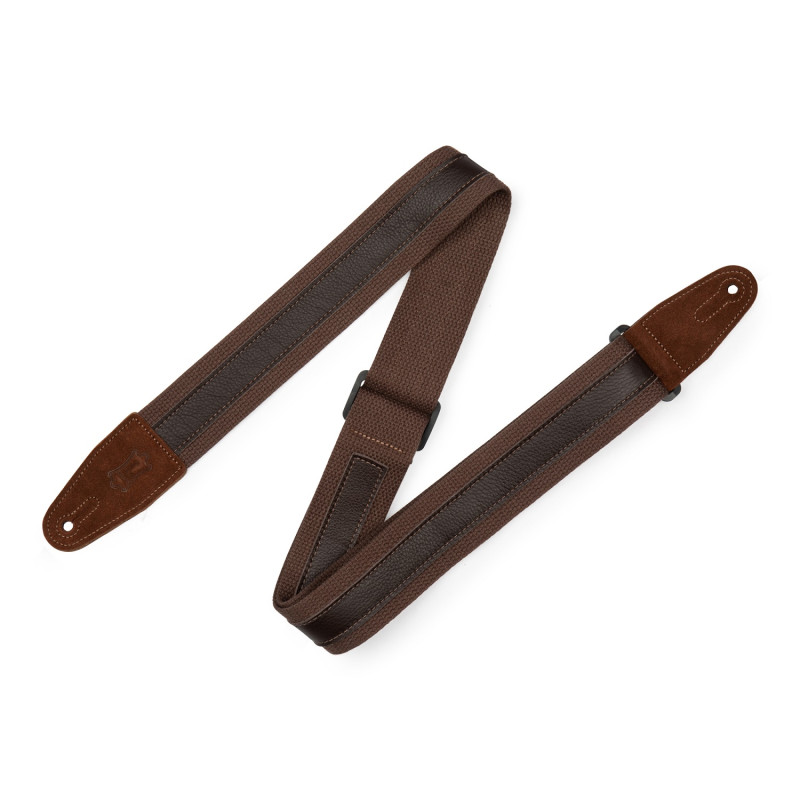 LEVY'S MC2CG-BRN-DBR Cotton Combo Guitar Strap – Brown Cotton with Dark Brown Leather Strip Ремінь для гітари