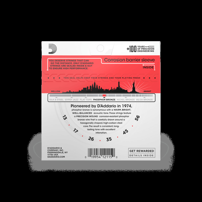 D‘ADDARIO EJ17 PHOSPHOR BRONZE MEDIUM (13-56) Струни для акустичної гітари