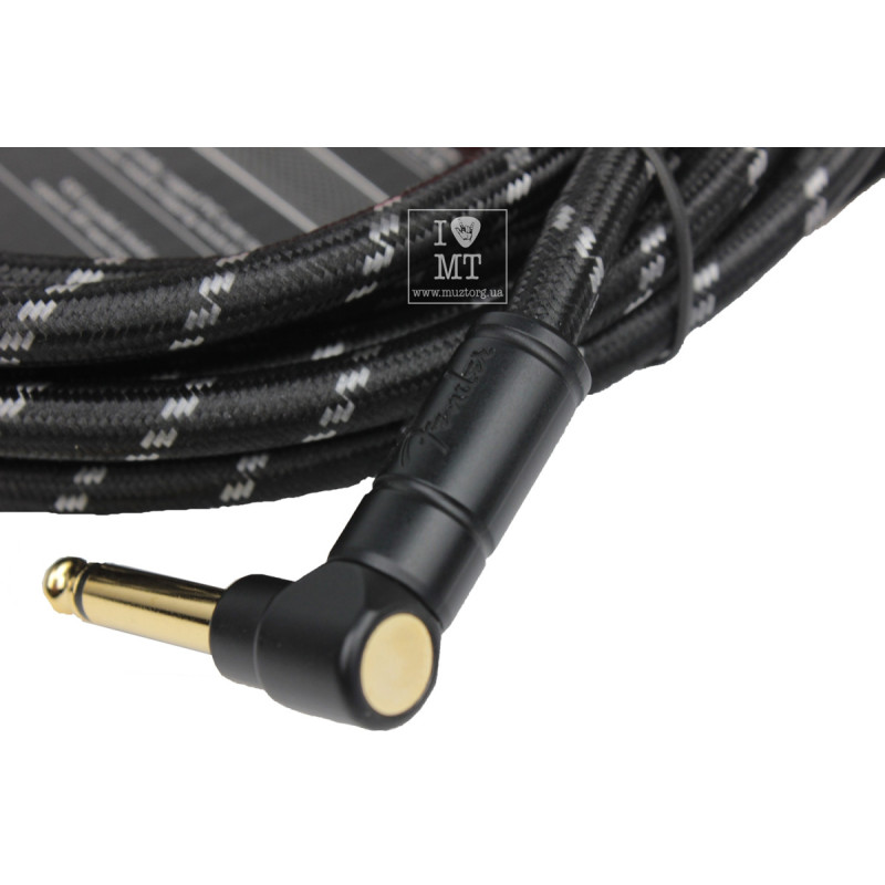 FENDER CABLE DELUXE SERIES 15' ANGLED BLACK TWEED Кабель інструментальний