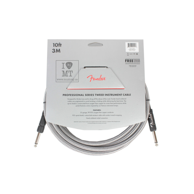 FENDER CABLE PROFESSIONAL SERIES 10' WHITE TWEED Кабель інструментальний