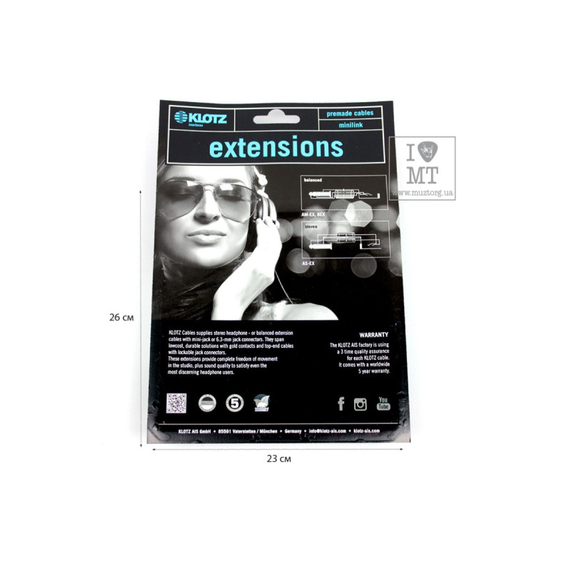 Кабель комутаційний KLOTZ AS-EX3 EXTENSION CABLE BLACK 3 M