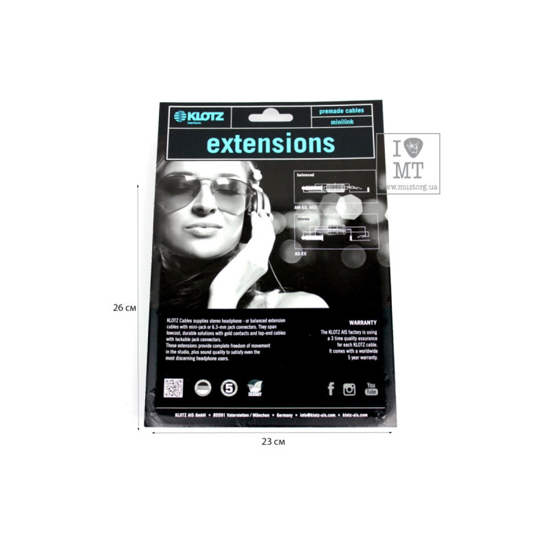 Кабель коммутационный KLOTZ AS-EX6 EXTENSION CABLE BLACK 3 M