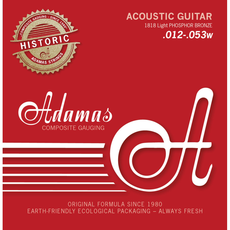 Струни для акустичної гітари Adamas Historic Reissue Phosphor Bronze 1818, 12-53w