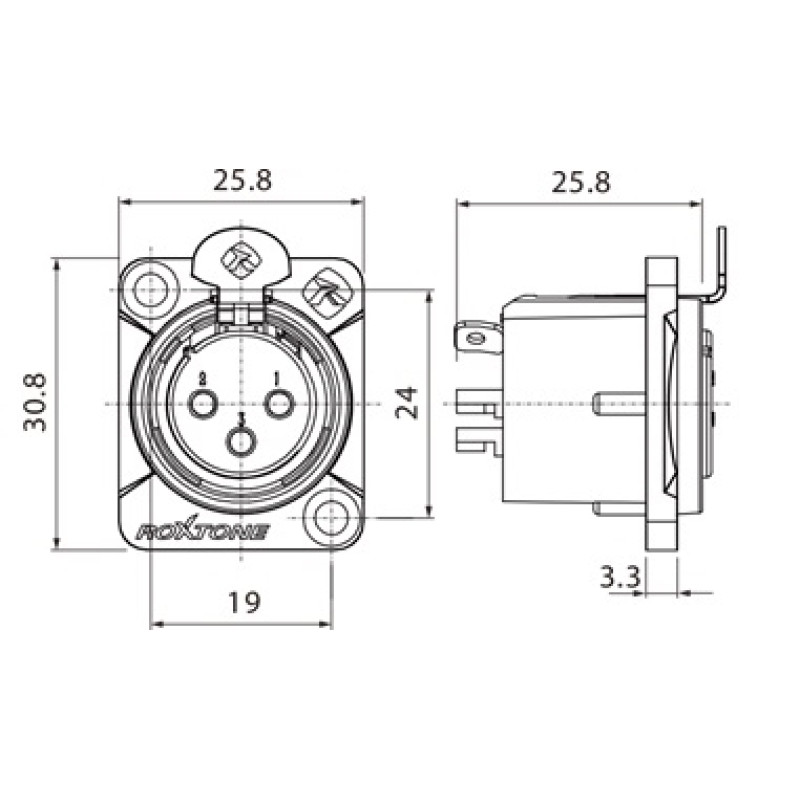 Роз'єм Roxtone RX3FD-NT XLR панельний female (мама)
