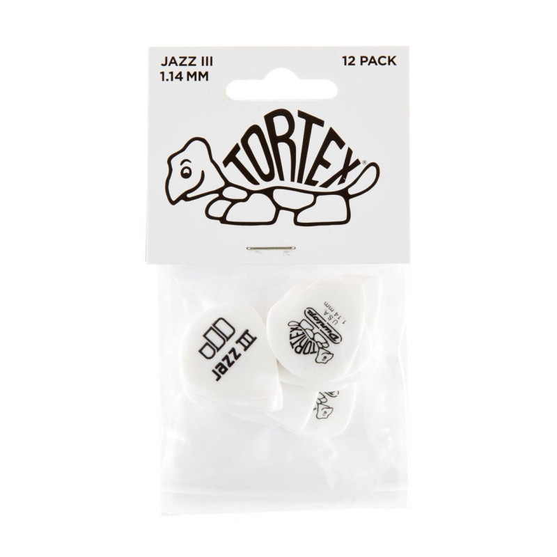 DUNLOP TORTEX WHITE JAZZ III PICK 1.14MM Медіатори