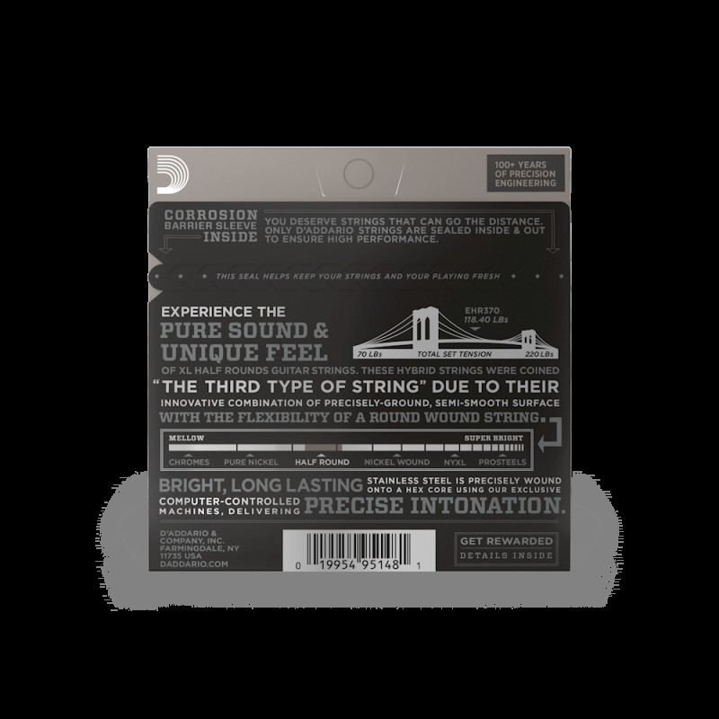 D‘ADDARIO EHR370 XL HALF ROUNDS MEDIUM (11-49) Струни для бас-гітари