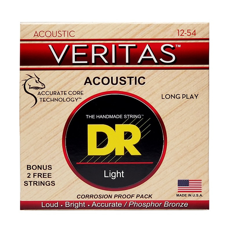 DR STRINGS VERITAS Coated Core Acoustic Guitar Strings - Light (12-54) Струни для акустичної гітари