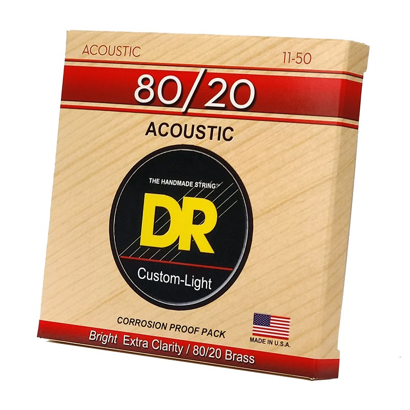 DR STRINGS HI-BEAM Acoustic 80/20 Bronze - Custom Light (11-50) Струни для акустичної гітари