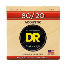 DR Strings HI-BEAM Acoustic 80/20 Bronze - Custom Light (11-50)