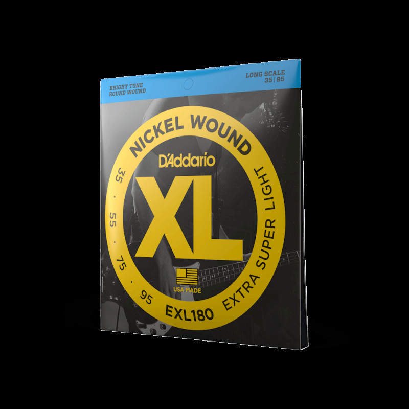 D‘ADDARIO EXL180 XL NICKEL WOUND BASS EXTRA SUPER LIGHT (35-95) Струни для бас-гітари