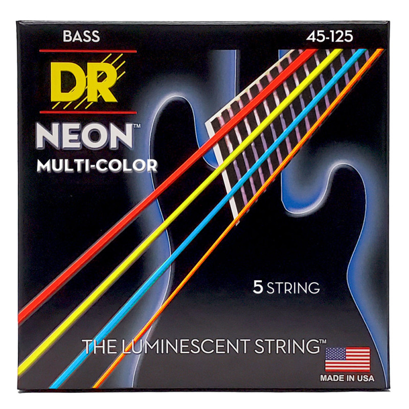 DR STRINGS NEON Multi-Color Bass - Medium - 5 String (45-125) Струни для бас-гітари