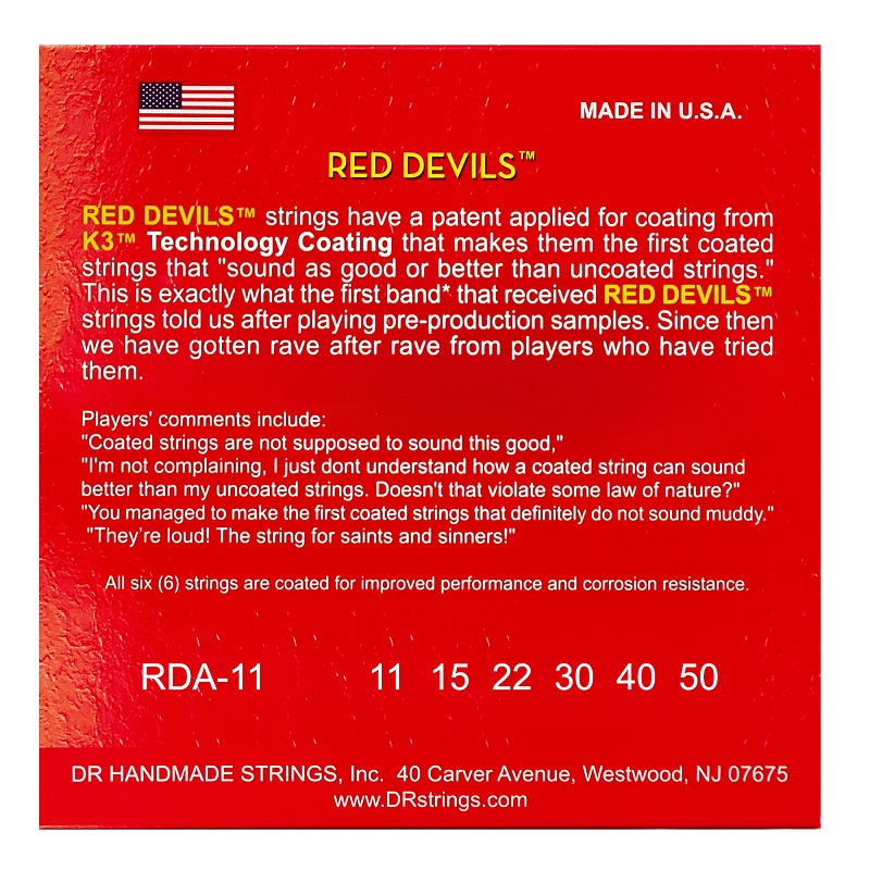 DR STRINGS RED DEVILS Acoustic - Custom Light (11-50) Струни для акустичної гітари