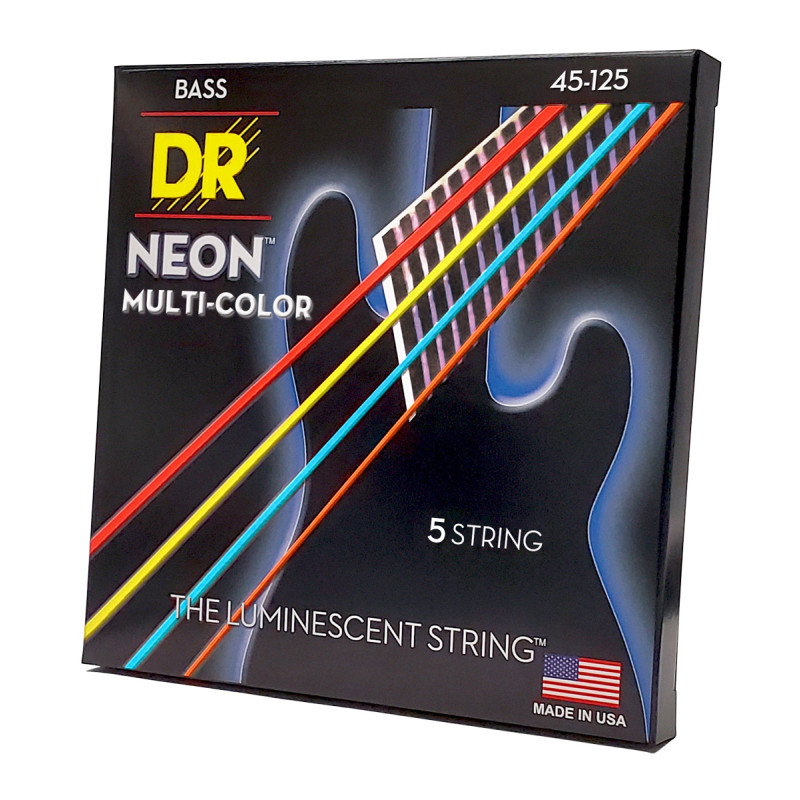 DR STRINGS NEON Multi-Color Bass - Medium - 5 String (45-125) Струни для бас-гітари