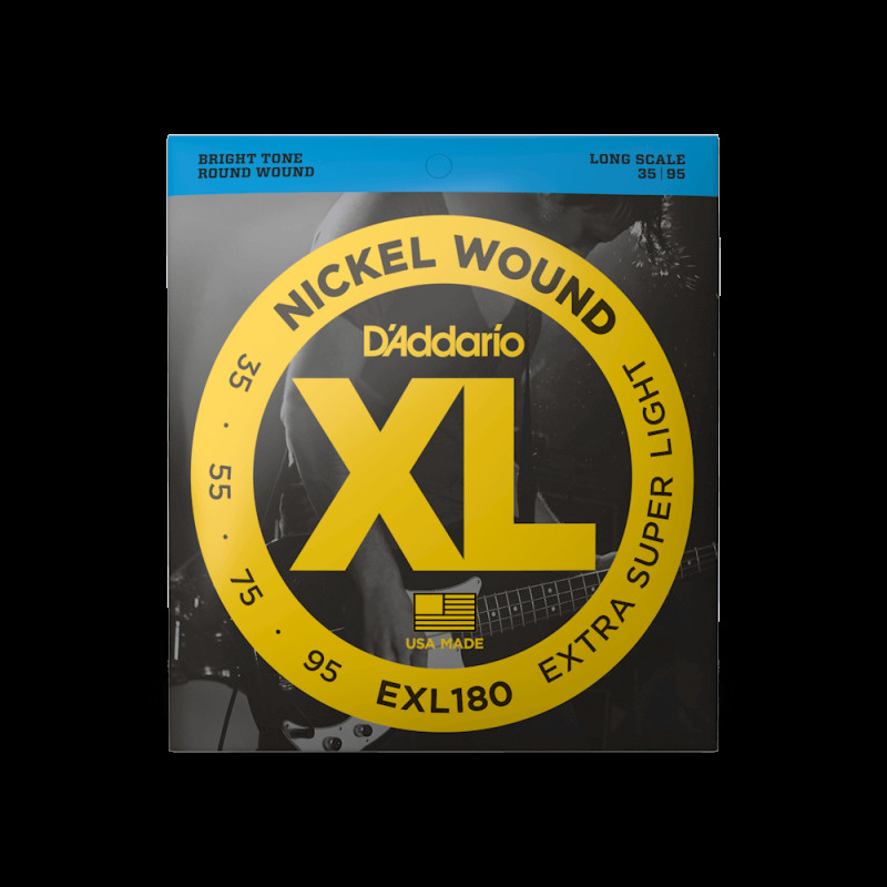 D‘ADDARIO EXL180 XL NICKEL WOUND BASS EXTRA SUPER LIGHT (35-95) Струни для бас-гітари