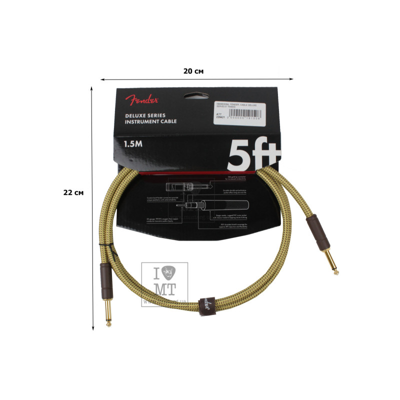 FENDER CABLE DELUXE SERIES 5' TWEED Кабель инструментальный