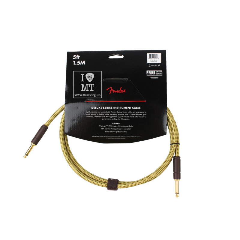FENDER CABLE DELUXE SERIES 5' TWEED Кабель инструментальный