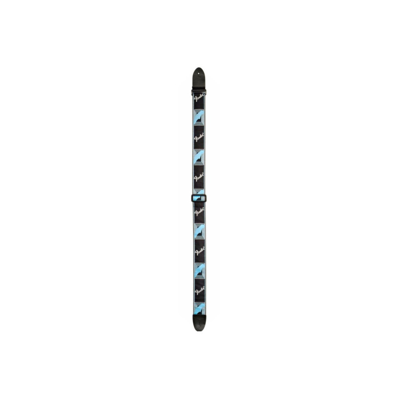 Ремень гитарный FENDER STRAP 2" MONOGRAMMED BLACK LIGHT GREY MEDIUM BLUE