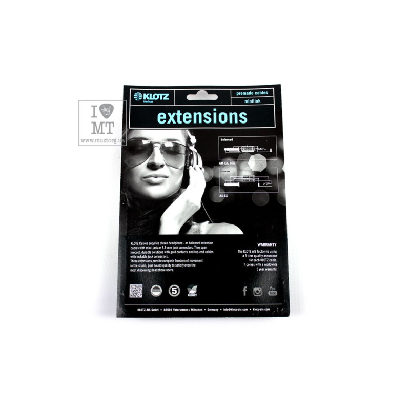 Кабель комутаційний KLOTZ AS-EX6 EXTENSION CABLE BLACK 6 M