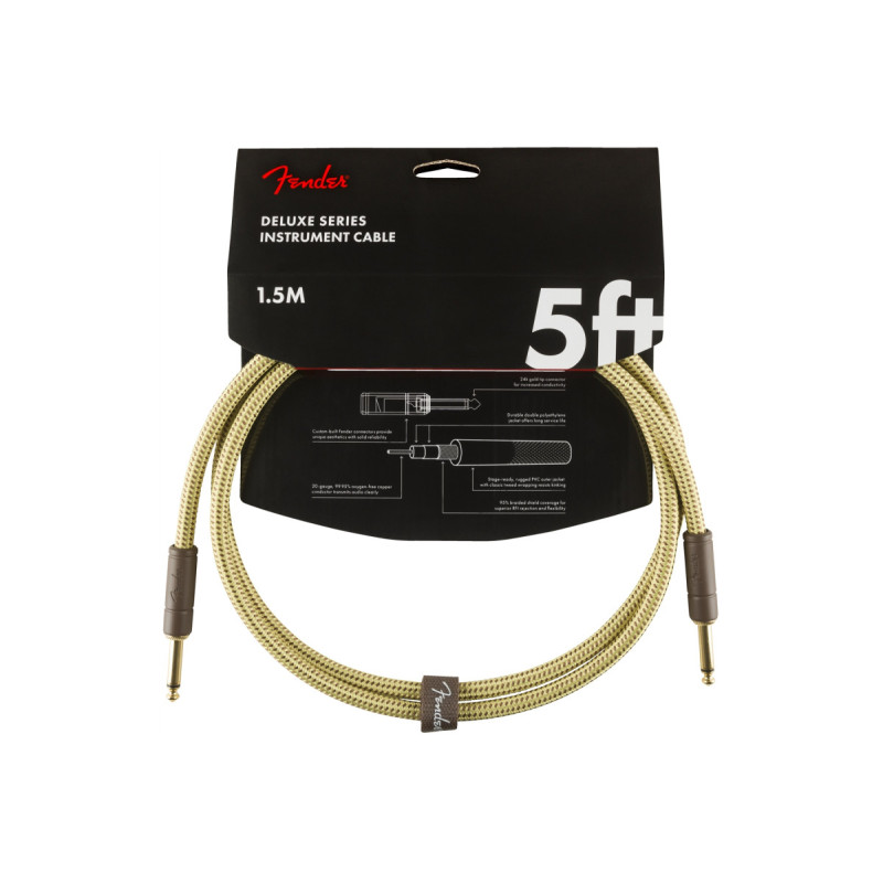 FENDER CABLE DELUXE SERIES 5' TWEED Кабель инструментальный