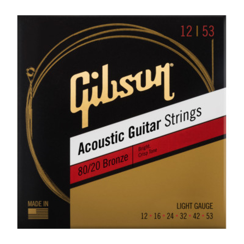 Струни для акустичних гітар GIBSON SAG-BRW12 80/20 BRONZE ACOUSTIC GUITAR STRINGS LIGHT