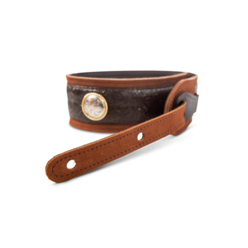 TAYLOR GUITARS STRAP GRAND PACIFIC BROWN LEATHER NICKEL CONCHO 3