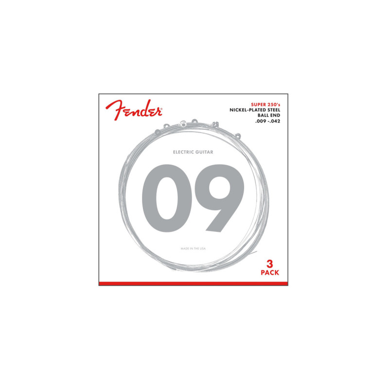 FENDER SUPER 250L NICKEL-PLATED STEEL GUITAR STRINGS 3 PACK Струни для електрогітари