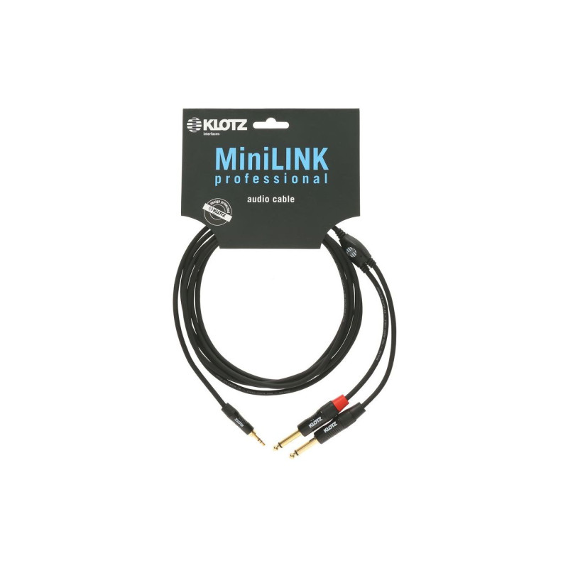 KLOTZ KY5-300 Minilink Pro Y‑кабель 3.5 мм TRS → 2×6.3 мм TS, 3 м
