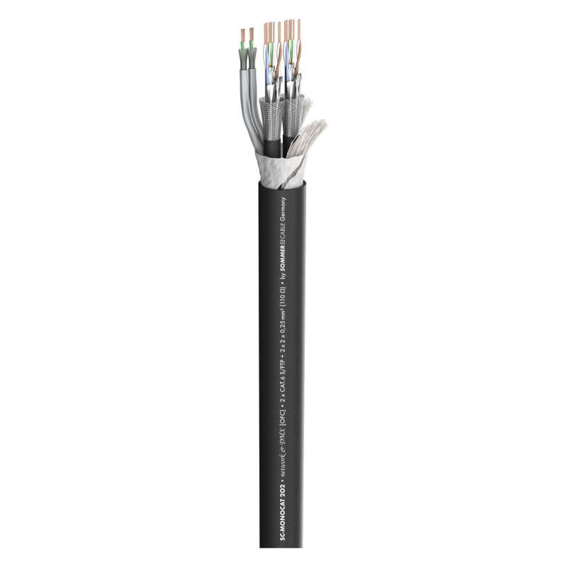 SOMMER CABLE 500-0161-2 SC-MONOCAT 202/sw Гибридный комби кабель 2xCAT7 + 2xDMX, черный