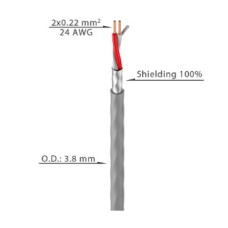 Кабель мікрофонний Roxtone MC036, 2x0,22 кв.мм, вн.діаметр 3,8 мм, 100 м
