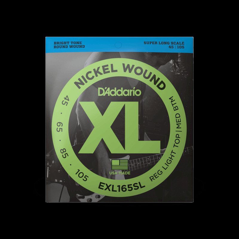D‘ADDARIO EXL165SL XL NICKEL WOUND BASS REG LIGHT TOP / MED BOTTOM (45-105) Струни для бас-гітари