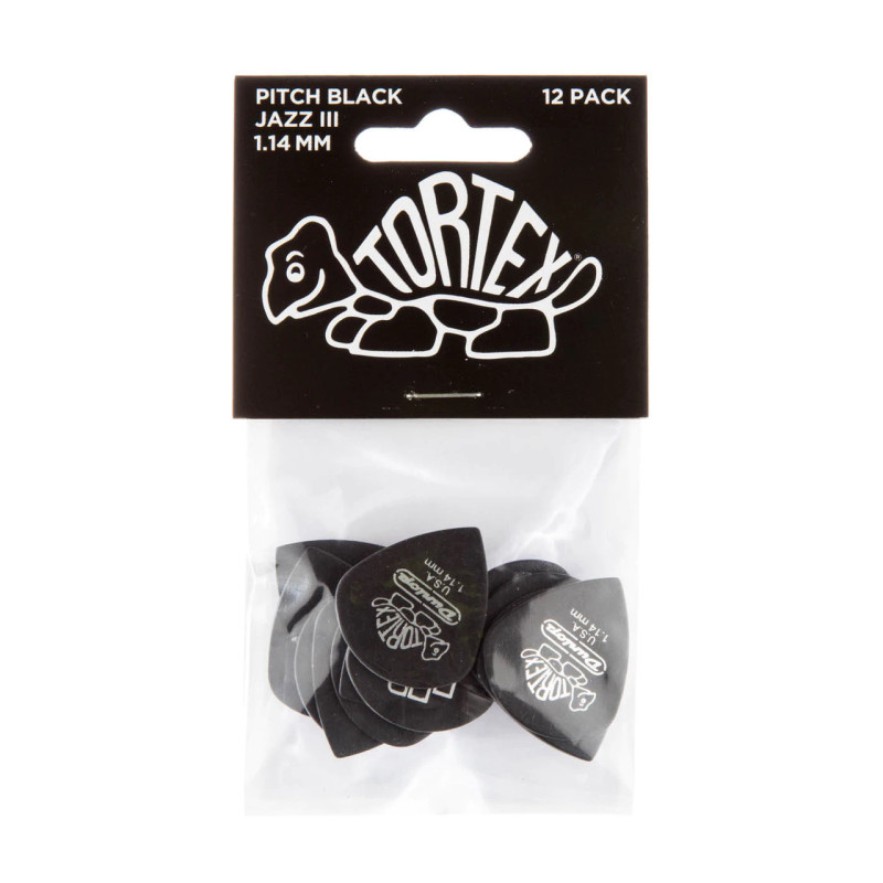 DUNLOP TORTEX PITCH BLACK JAZZ III PICK 1.14MM Медіатори
