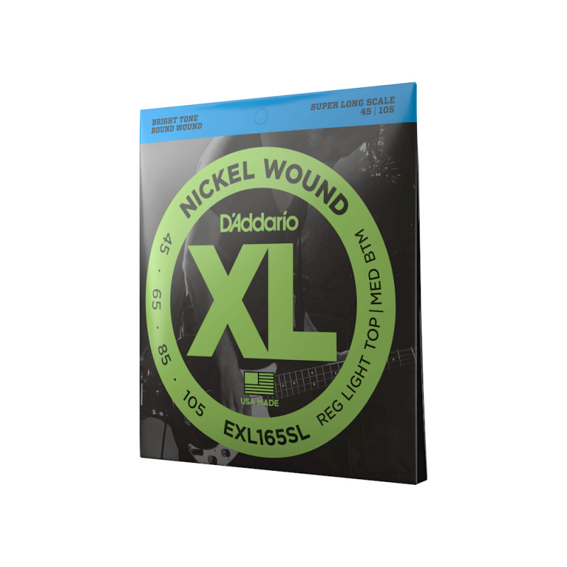 D‘ADDARIO EXL165SL XL NICKEL WOUND BASS REG LIGHT TOP / MED BOTTOM (45-105) Струни для бас-гітари