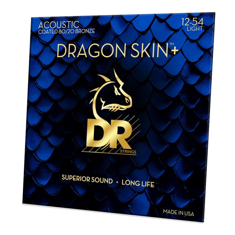 DR STRINGS DRAGON SKIN+ Acoustic 80/20 Bronze - Light (12-54) Струни для акустичної гітари