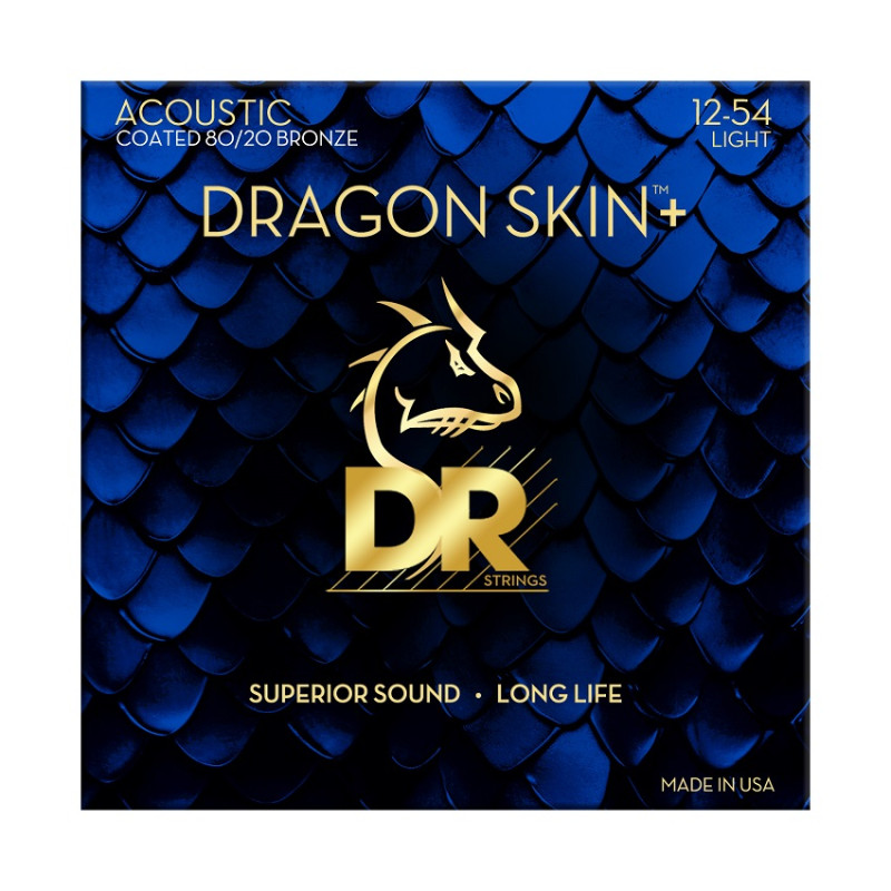 DR STRINGS DRAGON SKIN+ Acoustic 80/20 Bronze - Light (12-54) Струни для акустичної гітари