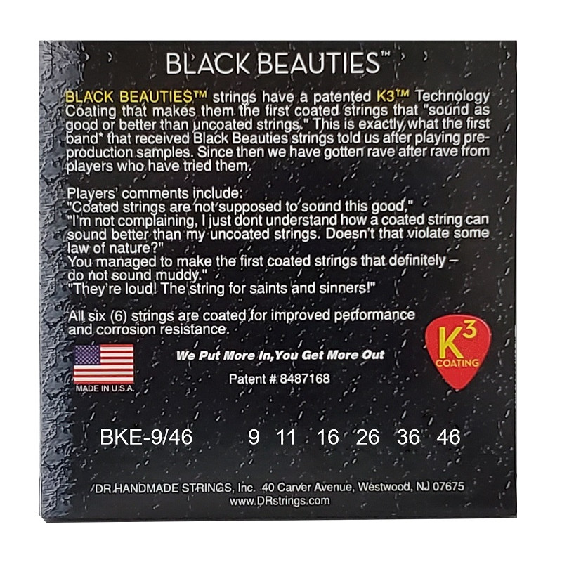 DR Strings BLACK BEAUTIES Electric - Light Heavy (9-46)