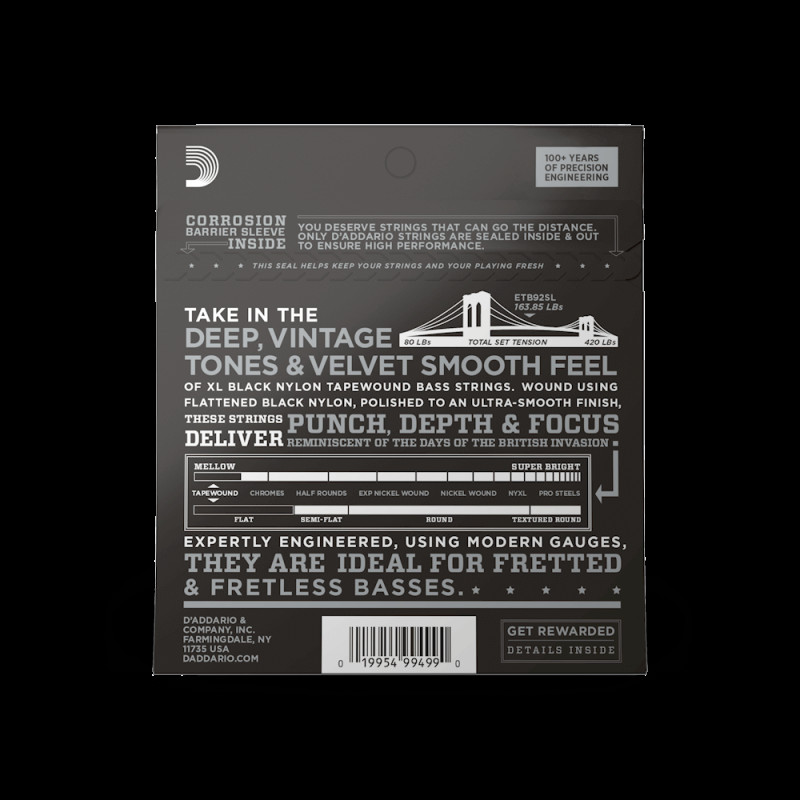 D‘ADDARIO EXL165SL XL NICKEL WOUND BASS REG LIGHT TOP / MED BOTTOM (45-105) Струни для бас-гітари