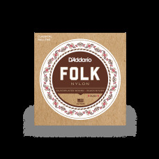 D’ADDARIO EJ32 FOLK NYLON Ball End Silver Wound / Black Treble Струны для классической гитары