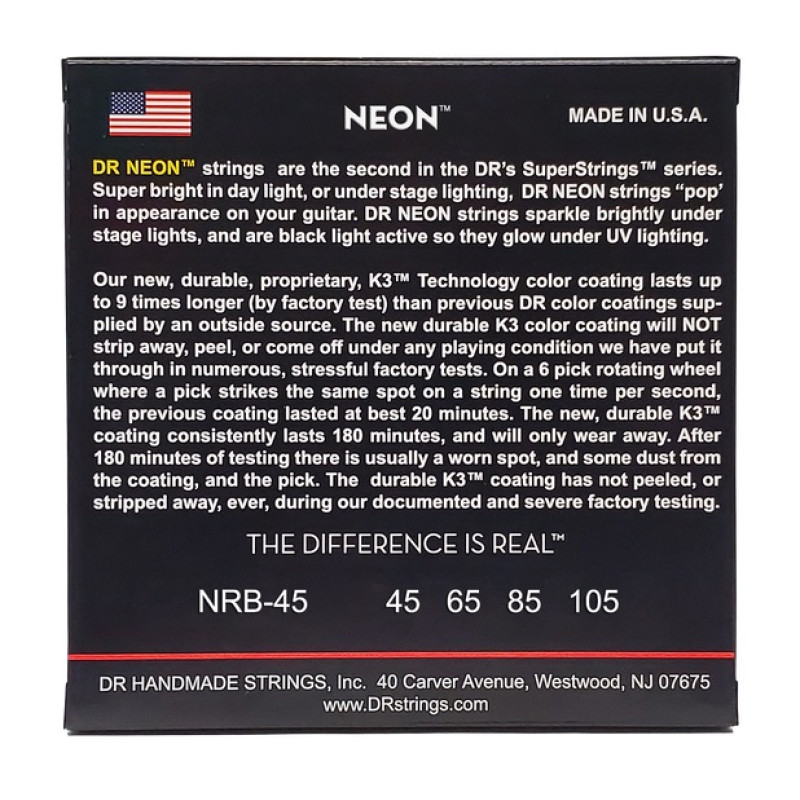 DR STRINGS NEON Red Bass - Medium (45-105) Струни для бас-гітари
