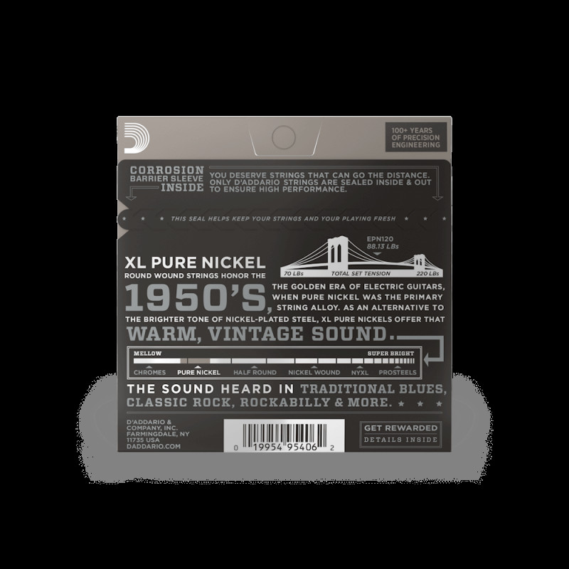 D’ADDARIO EPN120 XL PURE NICKEL SUPER LIGHT (09-41) Струны для электрогитары