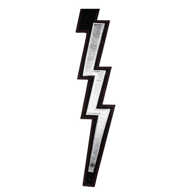 D`ADDARIO 25LNBT00 LIGHTNING BOLT SUEDE GUITAR STRAP (SILVER)