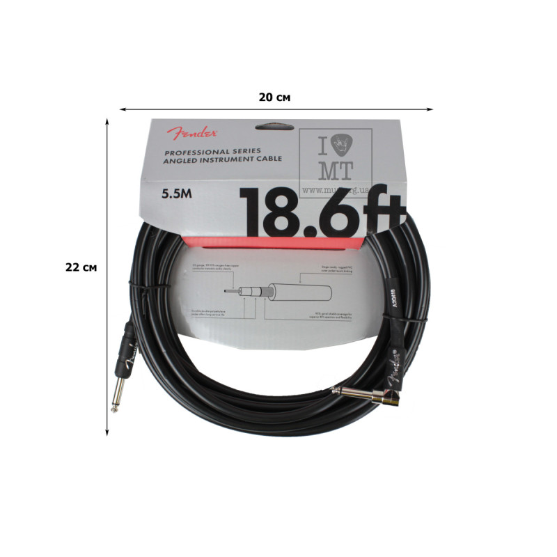 FENDER CABLE PROFESSIONAL SERIES 18.6' ANGLED BLACK Кабель інструментальний