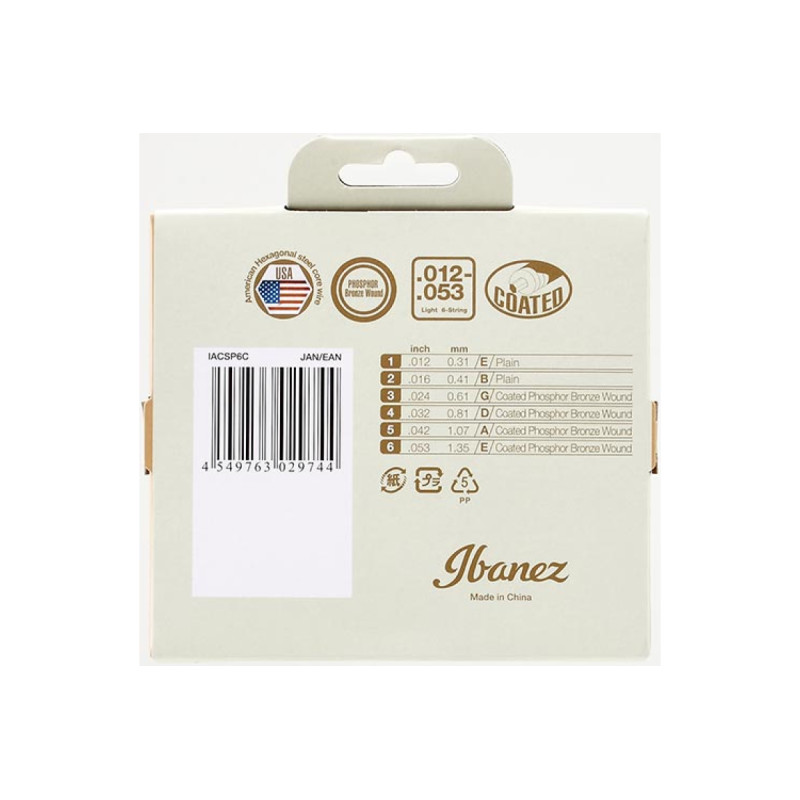IBANEZ IACSP6C ACOUSTIC GUITAR STRING 12-53 COATED Струни для акустичних гітар