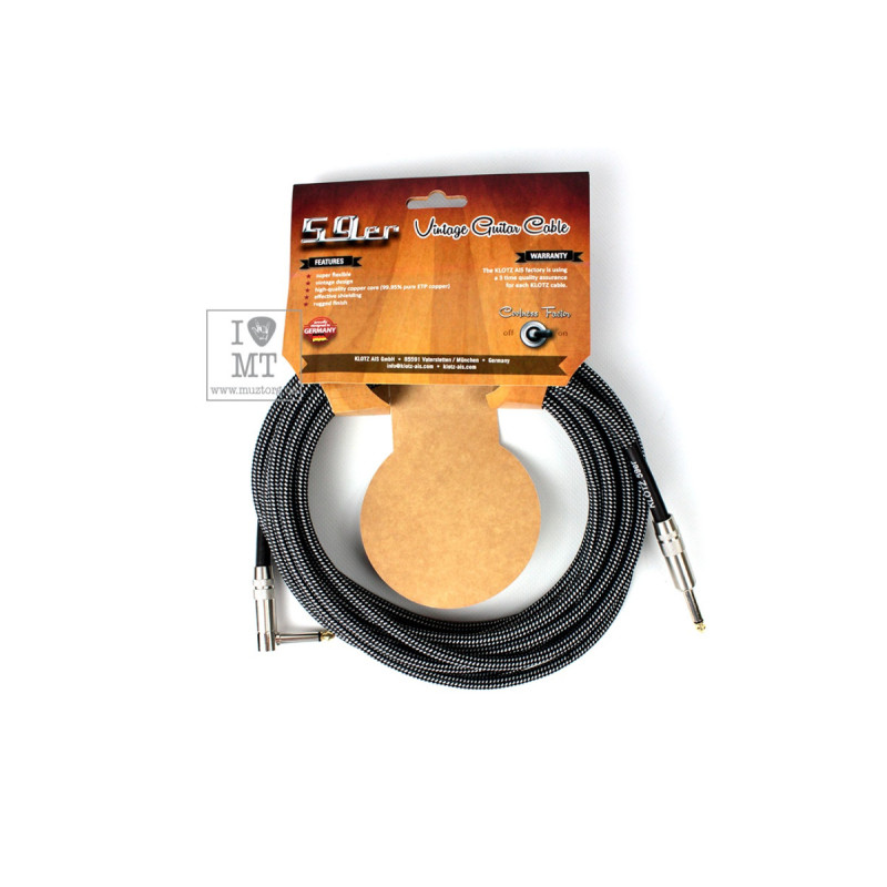 Кабель інструментальний KLOTZ 59 VINTAGE PRO GUITAR CABLE ANGLED 6 M