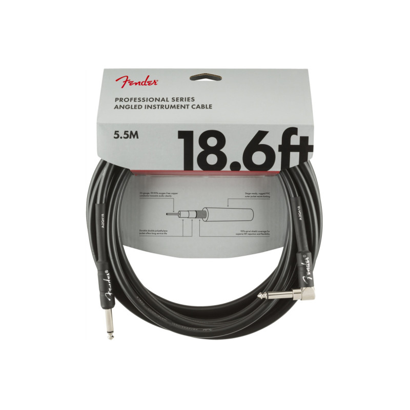 FENDER CABLE PROFESSIONAL SERIES 18.6' ANGLED BLACK Кабель інструментальний