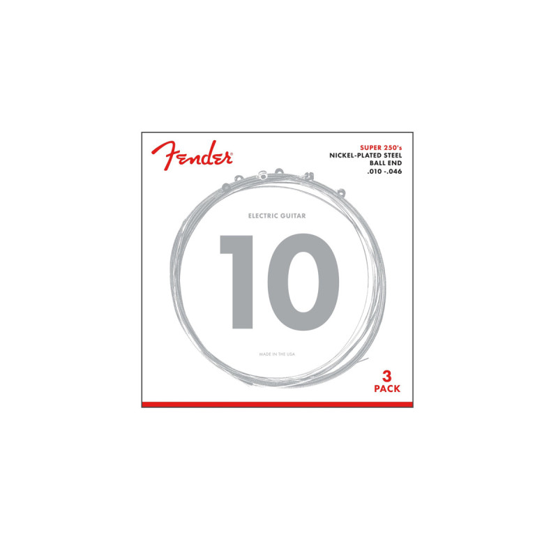 FENDER SUPER 250R NICKEL-PLATED STEEL GUITAR STRINGS 3 PACK Струни для електрогітари