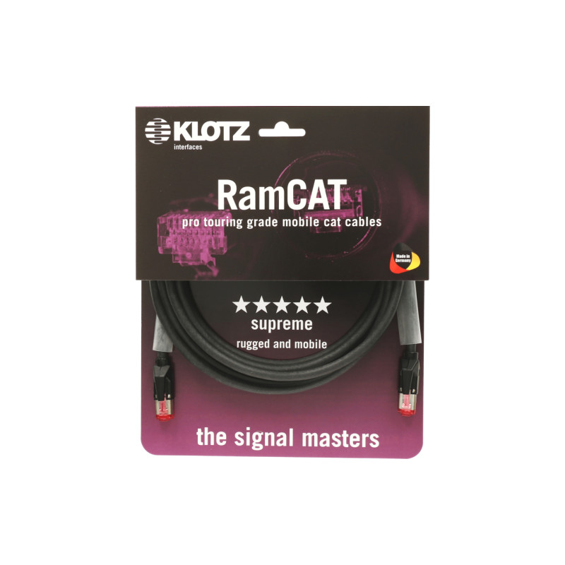       KLOTZ RC5RR020B Готовий CAT5e RamCAT S/UTP патч‑кабель 2 м RJ45–RJ45 чорний Outdoor