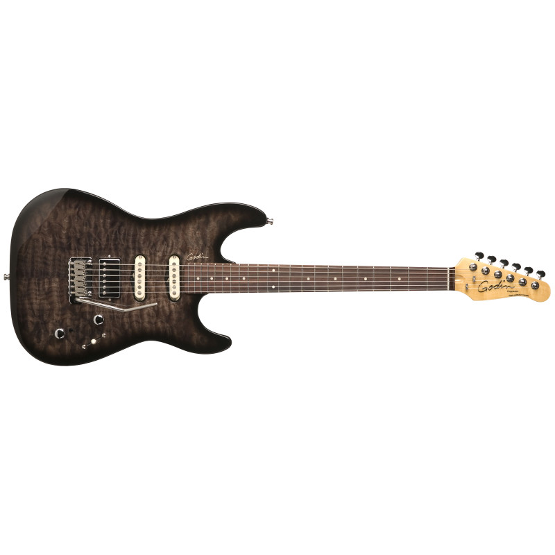 GODIN 034680 - Progression Boutique Trans Black Quilted HG RN with Bag Электрогитара