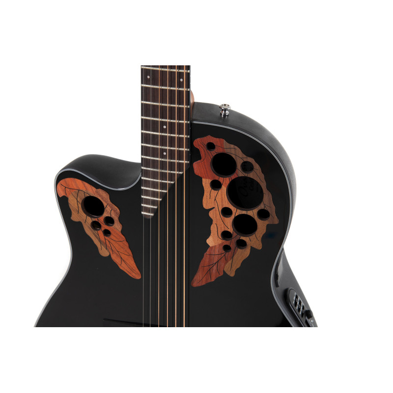 OVATION Celebrity Elite CE44L Mid Cutaway Left-Hand Black Акустична гітара з датчиком