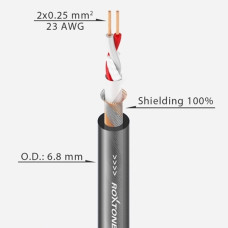 Кабель мікрофонний Roxtone MC080, 2х0.25 кв. мм, вн. діаметр 6,8 мм, 100 м