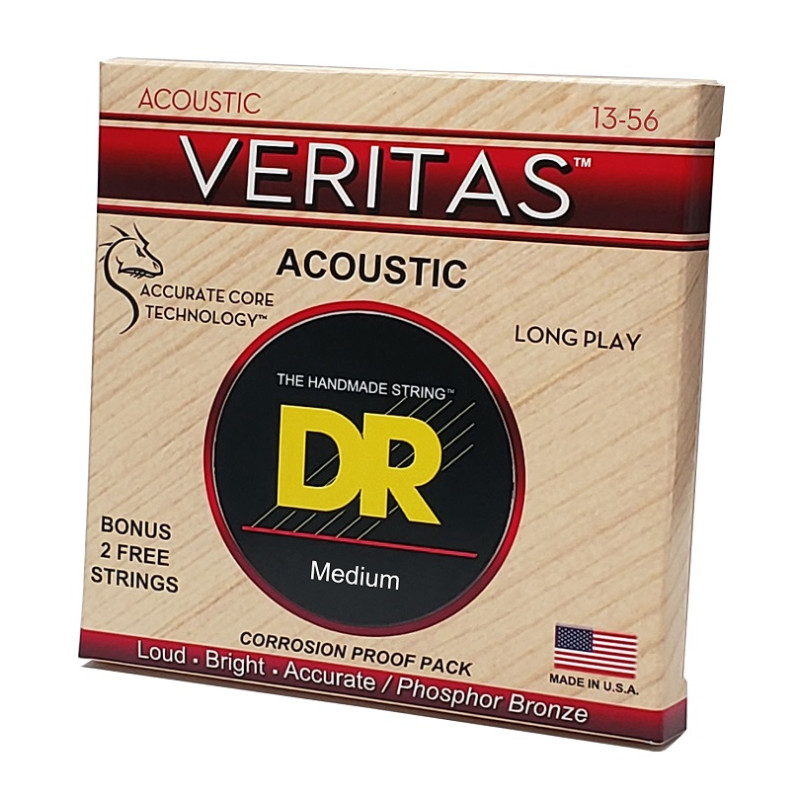 DR STRINGS VERITAS Coated Core Acoustic Guitar Strings - Medium (13-56) Струни для акустичної гітари